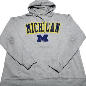 Vintage Michigan Wolverines Men's XL Grey Hoodie Sweatshirt Thrashed Stitched